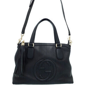 Gucci Soho grained leather top handle bag 2way tote shoulder bag